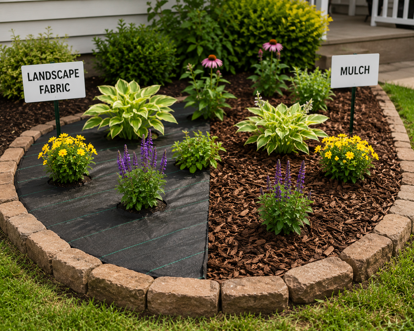 Landscape Fabric vs Mulch for Weed Control in Flower Beds