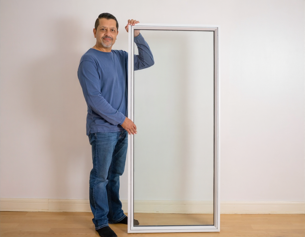 homeowner with an interior storm window