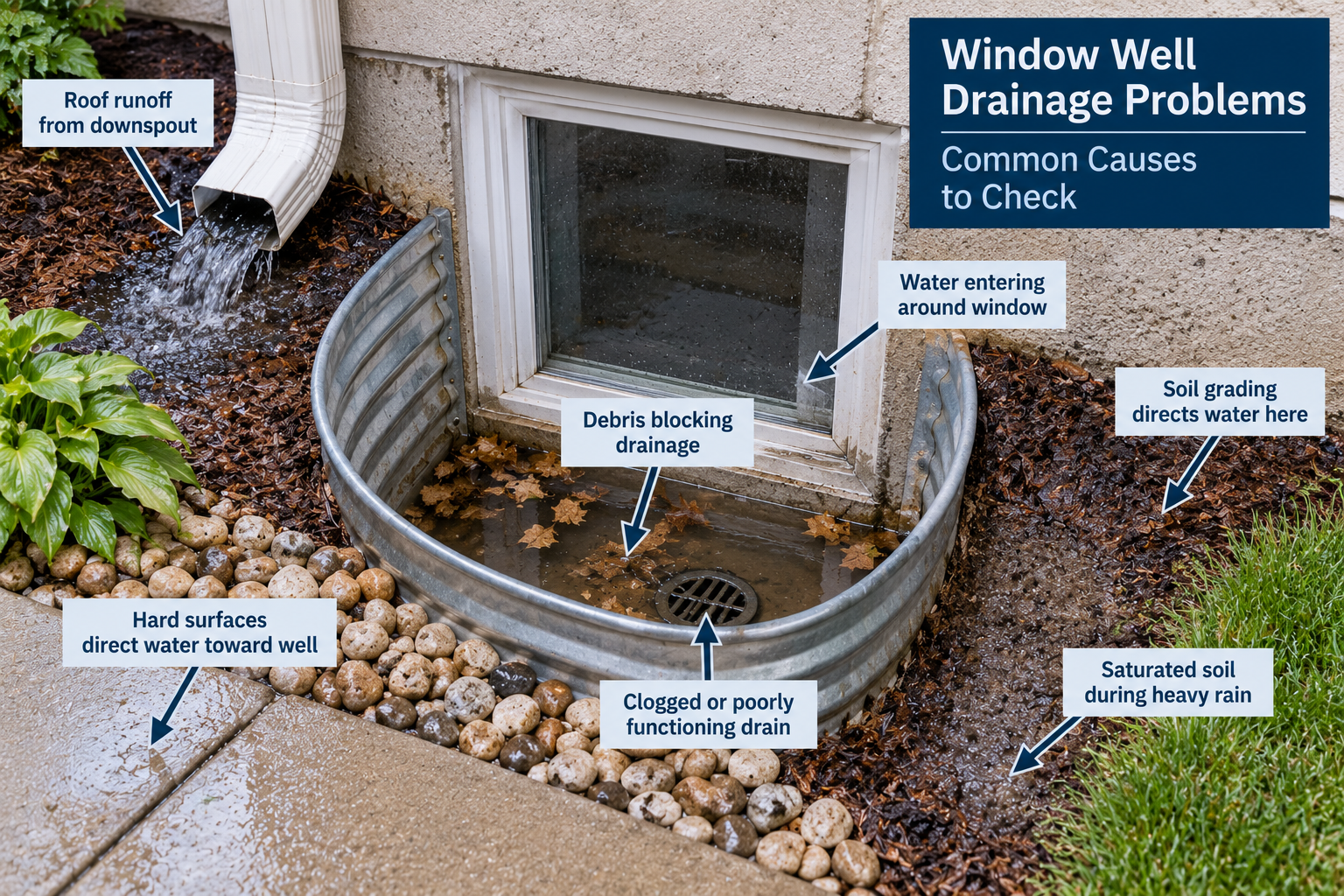 Window Well Drainage Problems
